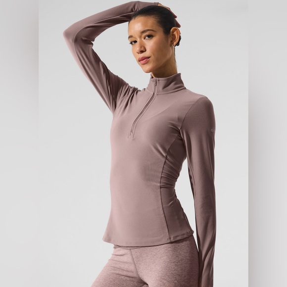 ALO Yoga Tops - ALO Yoga Soft 1/2 Zip long sleeve rapid pullover Mushroom color .